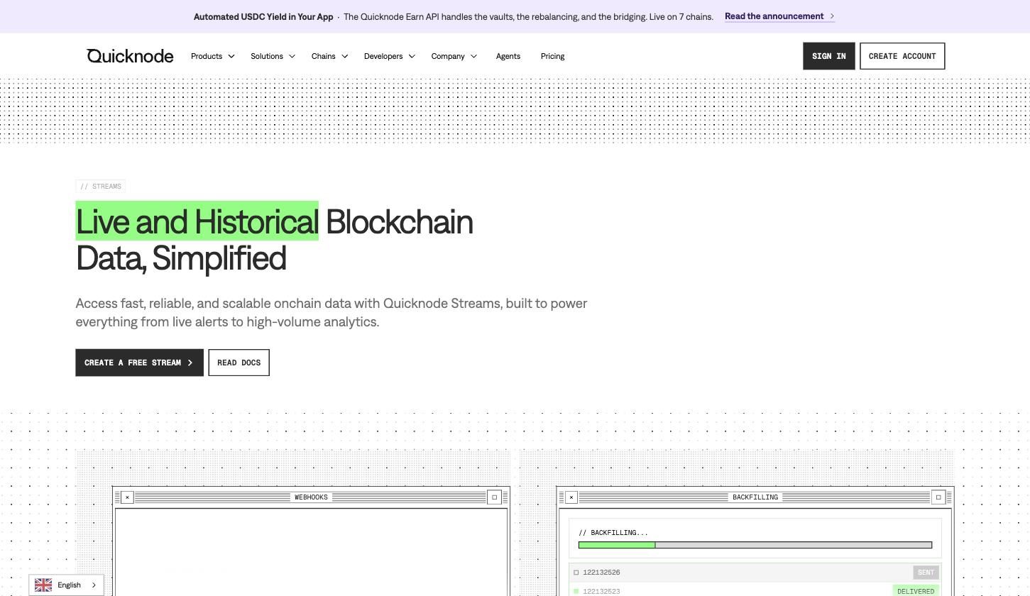QuickNode Streams live page